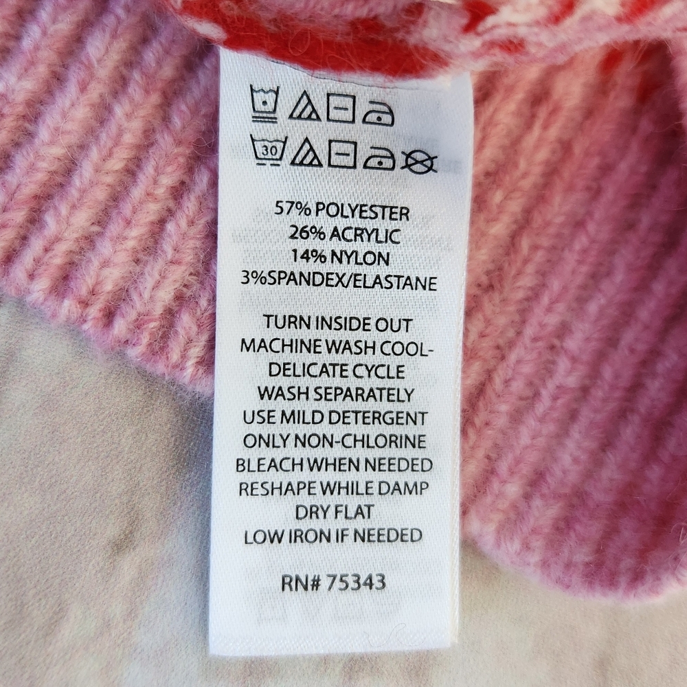 NWT Paris Hilton Pullover Crewneck Sweater Pink Hearts Bows | Women's Size M - Picture 9 of 10